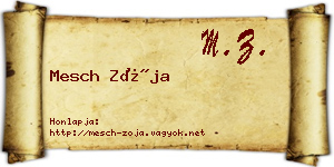 Mesch Zója névjegykártya